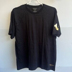 True Religion T Shirt Black with Gold Logo on Sleeve Size XL NEW WITHOUT TAGS